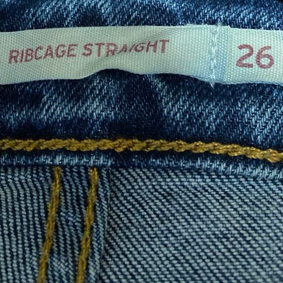 Levi's Ribcage Straight Women's Blue High Waisted Cropped Denim Jeans Size 26 - Picture 5 of 6